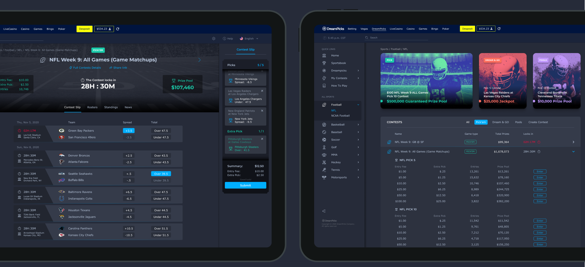 betting platform MVP design screen