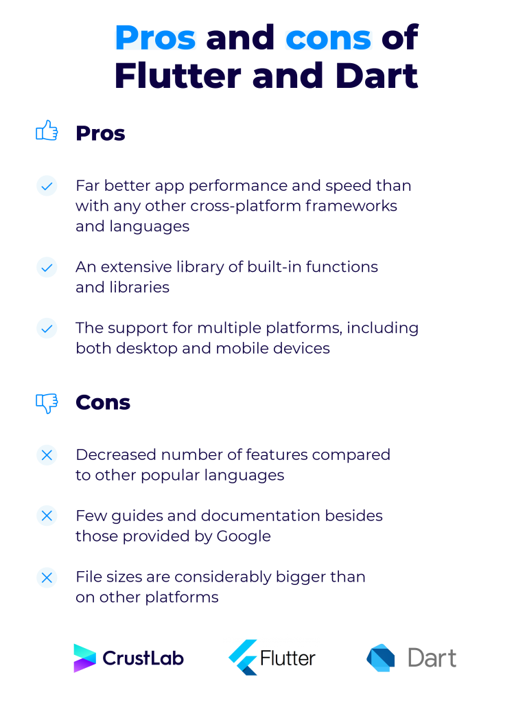 pros and cons of Flutter and Dart