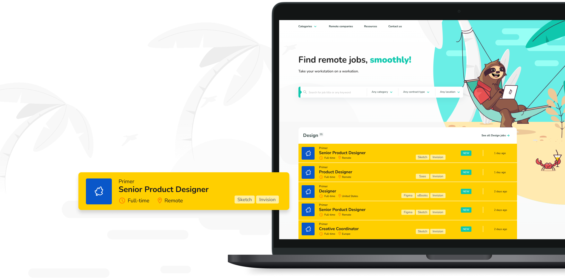 Web Remote Job Board main screen